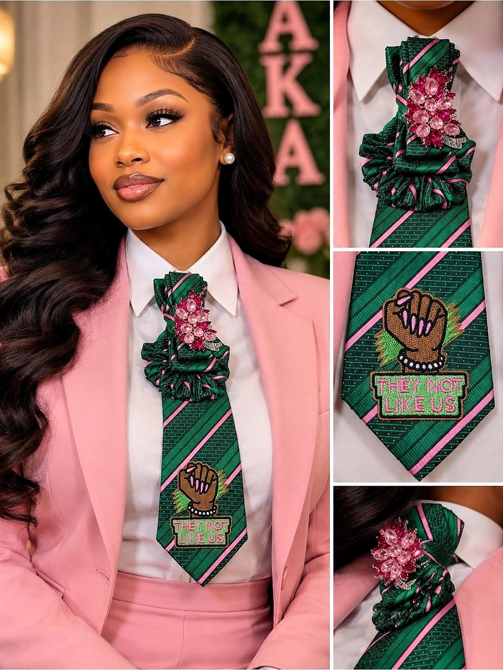 Striped Tie in Pink & Green